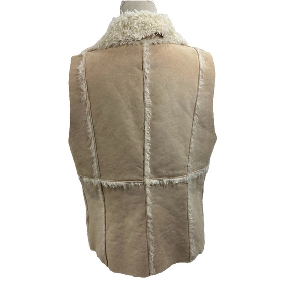 Karen Kane Ivory Open Front Vest Jacket Faux Suede Fur Woman's Large - Picture 3 of 8